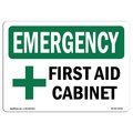 Signmission Safety Sign, OSHA EMERGENCY, 7" Height, First Aid Cabinet, Landscape OS-EM-D-710-L-10368